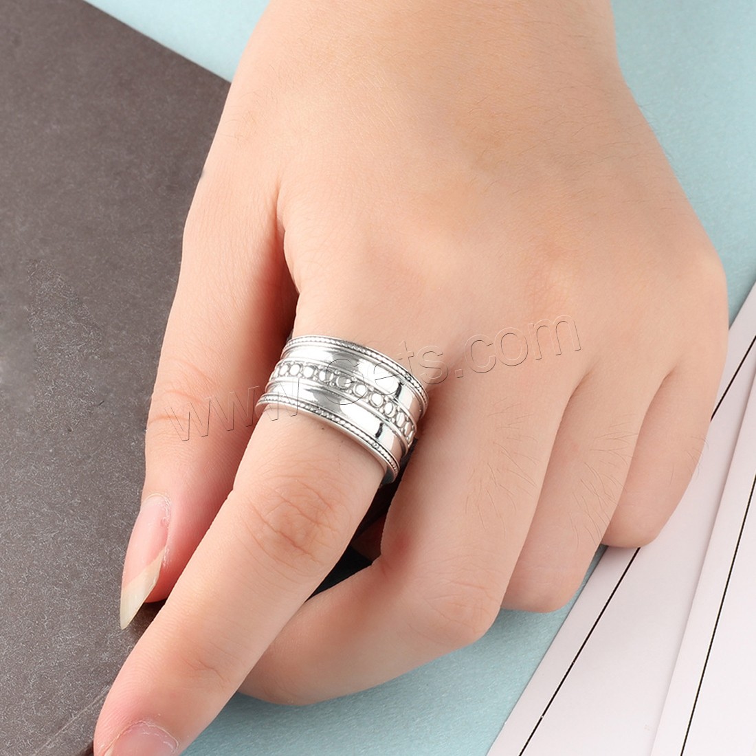 Кольцо стерлингового серебра из Таиланда, Таиланд, разный размер для выбора & Женский, 12mm, продается PC
