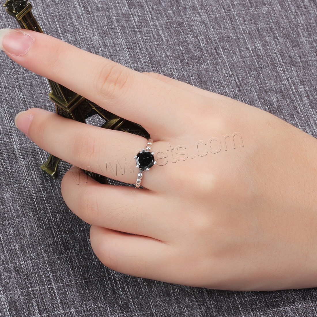 Кубический циркон стерлингового серебра кольцо, Серебро 925 пробы, с кубический цирконий, разный размер для выбора & Женский, 2mm, 8mm, продается PC