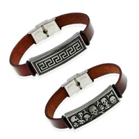 Cowhide Bracelets, Leather, with Zinc Alloy, Unisex Approx 8 Inch 