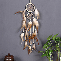 Fashion Dream Catcher, Velveteen Cord, with Feather & Nylon Cord & Glass Seed Beads, Tassel, 500-600mm 