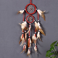 Fashion Dream Catcher, Velveteen Cord, with Feather & Satin Ribbon & Glass Seed Beads, Tassel, 500-600mm 