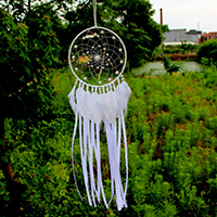 Fashion Dream Catcher, Velveteen Cord, with Feather & Satin Ribbon & Plastic Pearl, Tassel, 750-800mm 