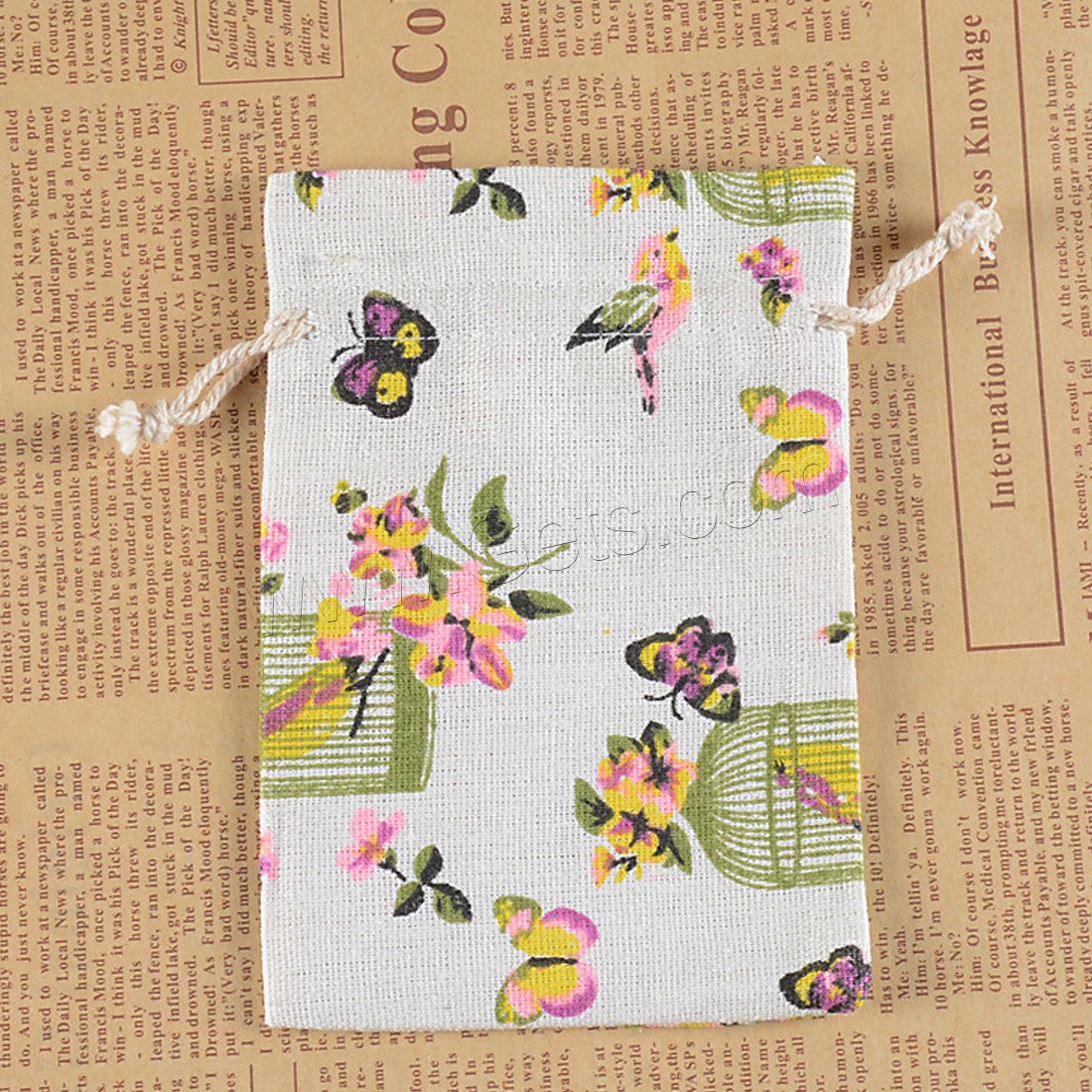 Cotton Jewelry Pouches Bags, Cotton Fabric, with Linen, with butterfly pattern & different size for choice, Sold By PC