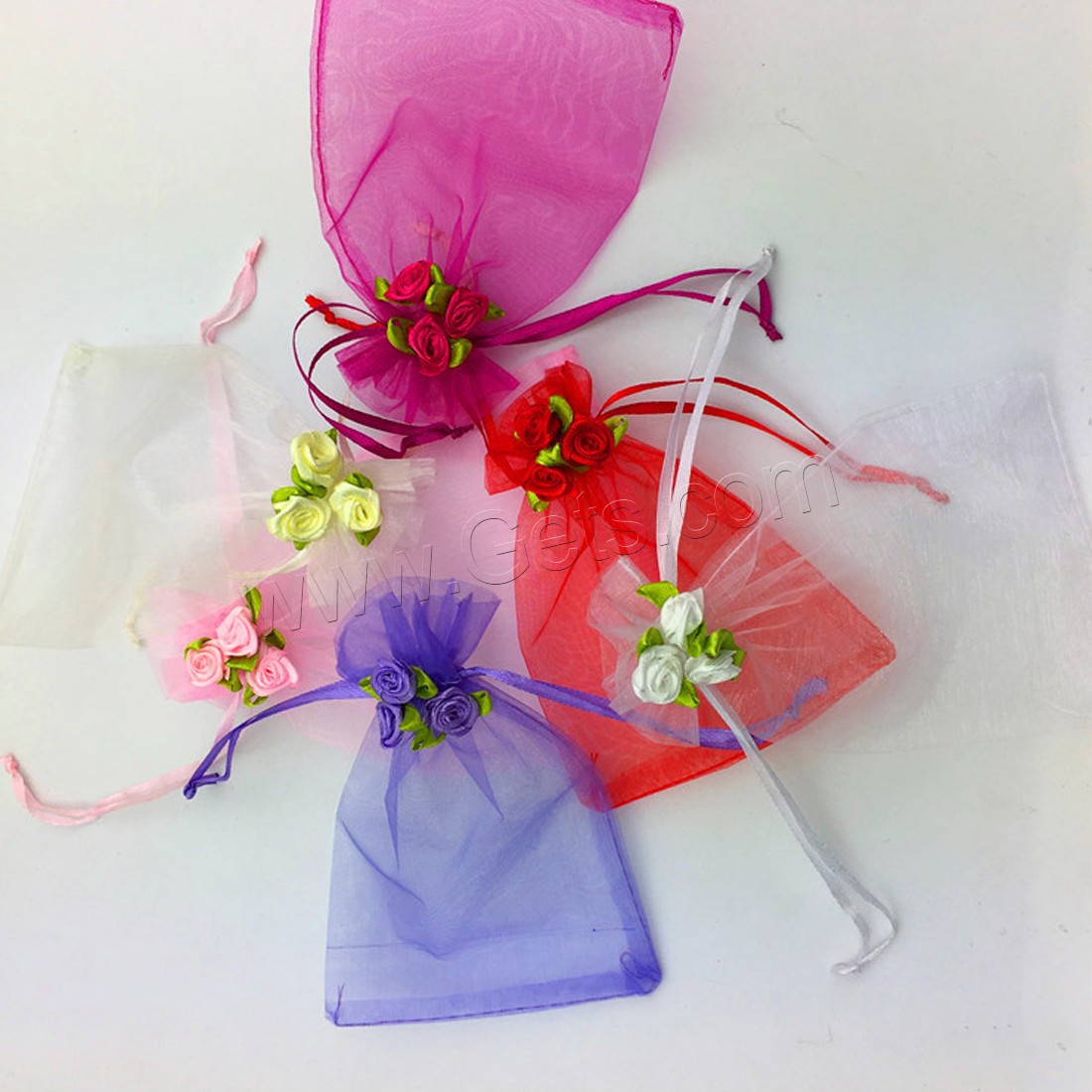 Organza Jewelry Pouches Bags, with Satin Ribbon, transparent & different size for choice, more colors for choice, Sold By PC