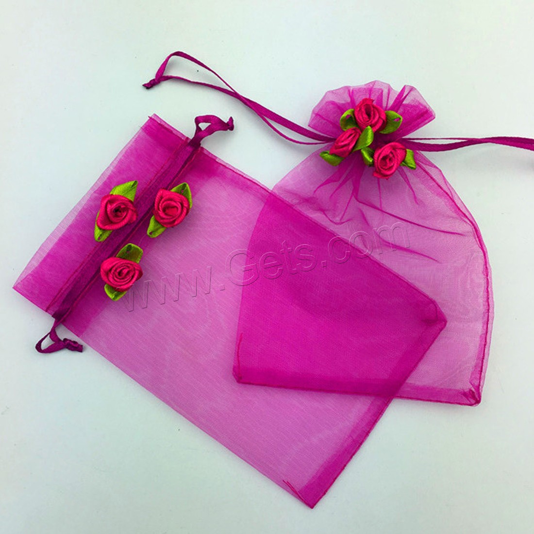 Organza Jewelry Pouches Bags, with Satin Ribbon, transparent & different size for choice, more colors for choice, Sold By PC