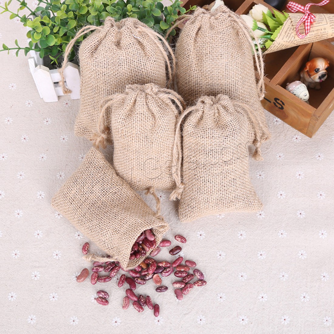 Cotton Jewelry Pouches Bags, Cotton Fabric, with Linen, different size for choice, Sold By PC