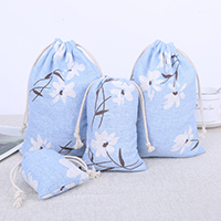 Cotton Jewelry Pouches Bags, Cotton Fabric, with Linen & with flower pattern 