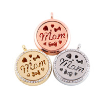 Perfume Locket Necklace, Zinc Alloy, with Sponge, Flat Round, word mom, plated, Unisex & rolo chain & with rhinestone & hollow lead & cadmium free Approx 15 Inch 