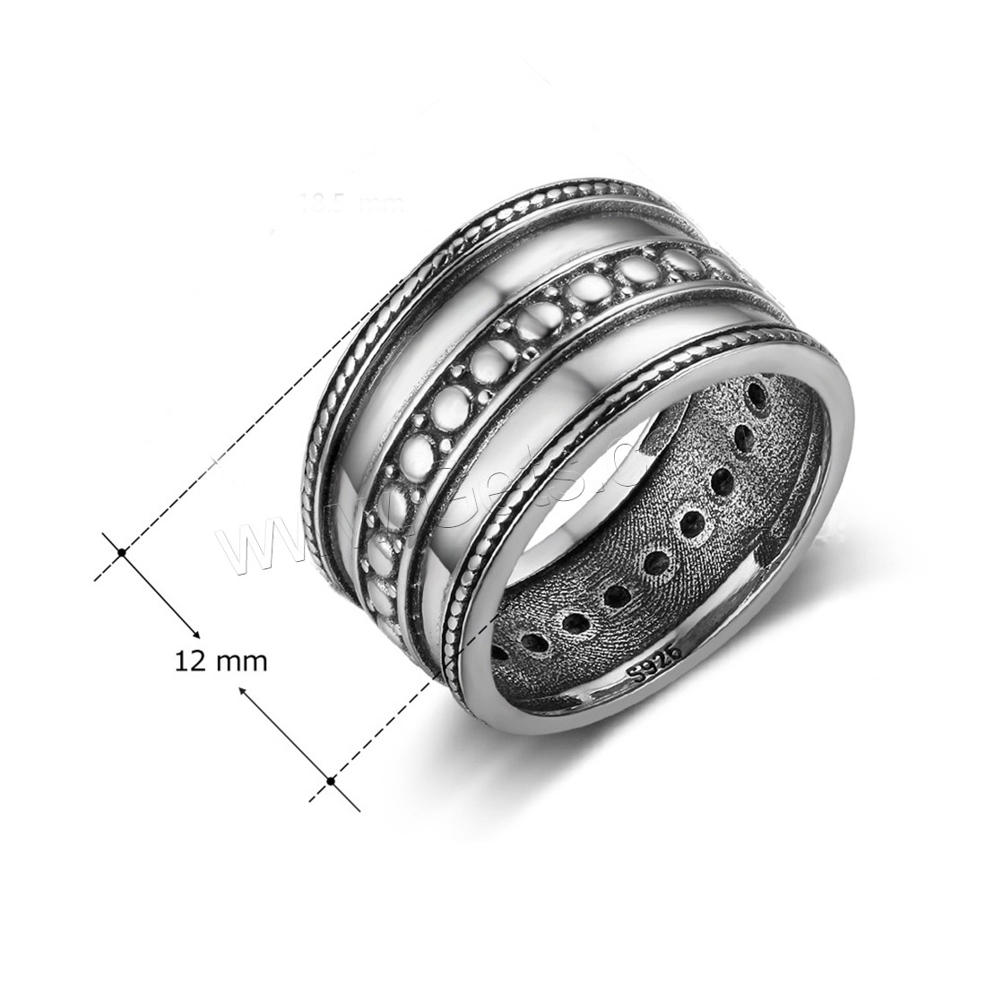 Кольцо стерлингового серебра из Таиланда, Таиланд, разный размер для выбора & Женский, 12mm, продается PC