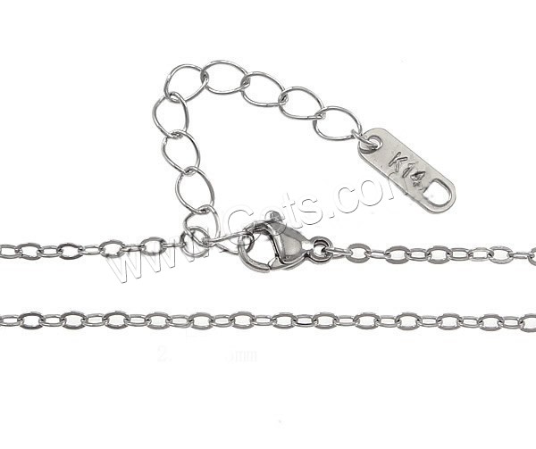 Fashion Stainless Steel Necklace Chain, with 2lnch extender chain, different size for choice & oval chain, original color, Length:Approx 18 Inch, 1000Strands/Bag, Sold By Bag