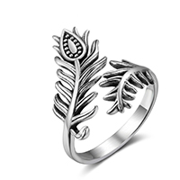 Thailand Sterling Silver Finger Ring, Feather, for woman US Ring 