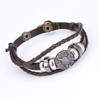 PU Leather Cord Bracelets, with PU Leather & Zinc Alloy, Unisex & adjustable & Approx 8.5 Inch 