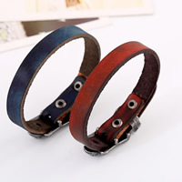 Cowhide Bracelets, Leather, with Zinc Alloy, Unisex & adjustable Approx 10 Inch 