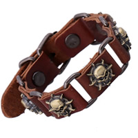 Cowhide Bracelets, Leather, with Zinc Alloy, Unisex & adjustable Approx 9.5 Inch 