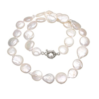 Freshwater Pearl Sweater Chain Necklace, for woman, white, 10-13mm Approx 17 Inch 