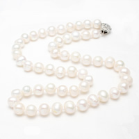 Collar de Perlas Natural de Freshwater, Perlas cultivadas de agua dulce, para mujer, Blanco, 7-8mm, longitud:aproximado 16.5 Inch, Vendido por Sarta
