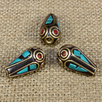 Indonesia Jewelry Beads, with Synthetic Turquoise & Brass, Teardrop Approx 1.5mm 