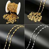 Stainless Steel Chain Jewelry, with plastic spool, plated, flower chain 