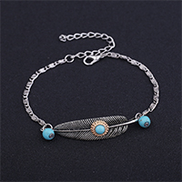 Zinc Alloy Anklet, with 2.75Inch extender chain, silver color plated, for woman & blacken Approx 7.8 Inch 