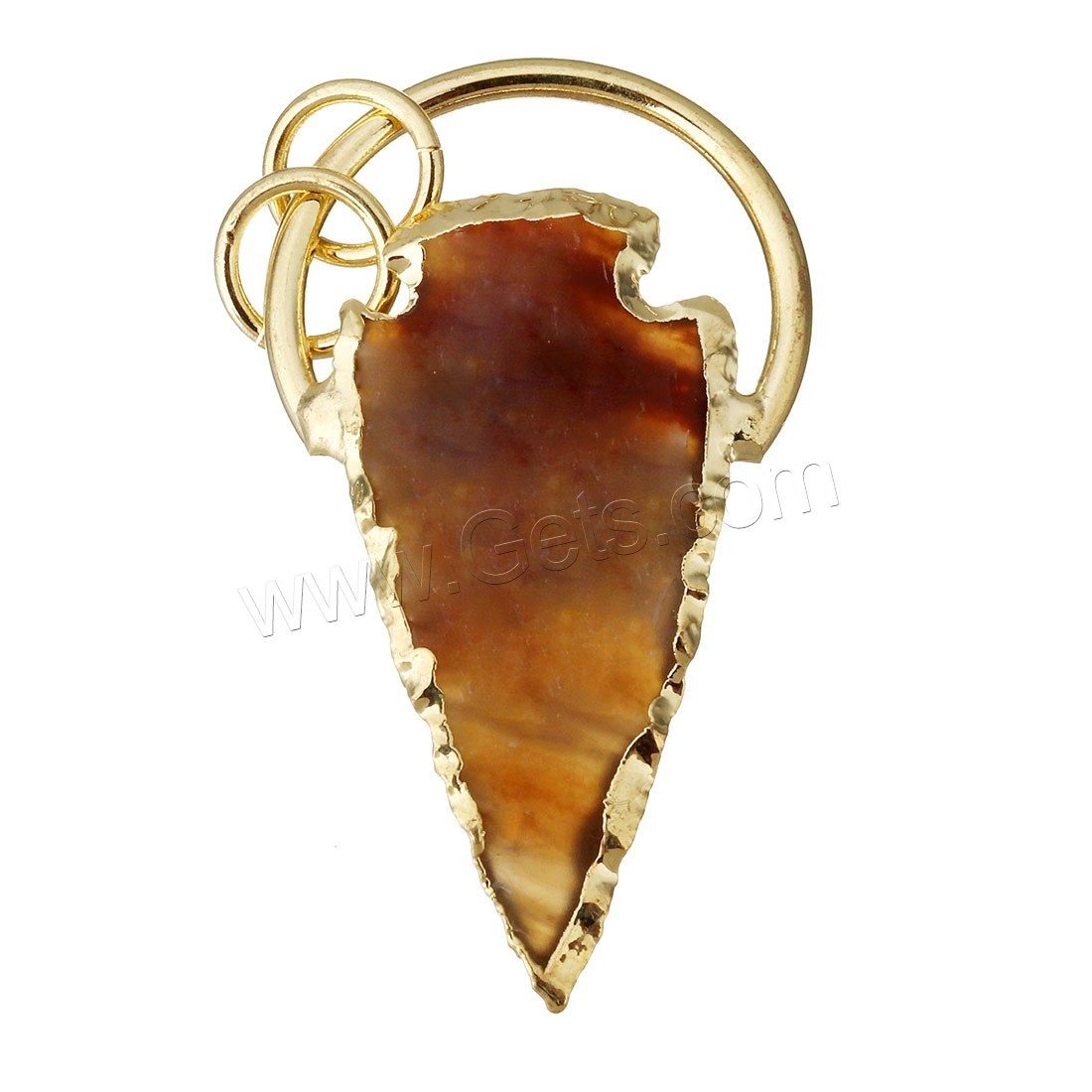 Indian Agate Pendants, with Brass, plated, natural & different size for choice & double-hole, more colors for choice, Hole:Approx 8mm, Sold By PC