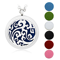 Perfume Locket Pendant, 316L Stainless Steel, with Cotton, Round, for woman & hollow, original color, 30mm Approx 3-5mm 
