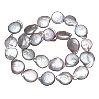 Button Cultured Freshwater Pearl Beads, grey, 15mm Approx 0.8mm Approx 15 Inch 