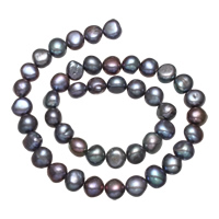 Perlas cultivadas de agua dulce Abalorio, Negro, 8-9mm, agujero:aproximado 0.8mm, longitud:aproximado 15 Inch, Vendido por Sarta