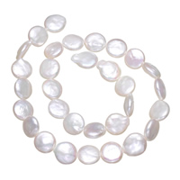 Coin Cultured Freshwater Pearl Beads, Button, natural, white, 10-12mm Approx 0.8mm Approx 14.5 Inch 