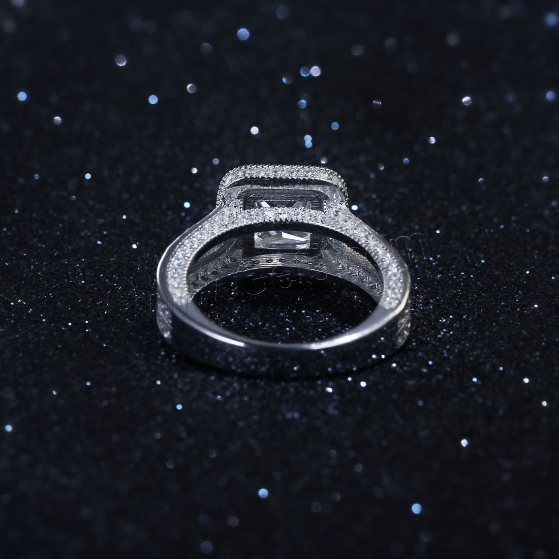 キュービックジルコニアマイクロパヴェスターリングシルバー指環, 92.5％純度シルバー, 広場, 異なるサイズの選択 & マイクロパヴェジルコニア & 女性用, 7mm, 12mm, 売り手 パソコン