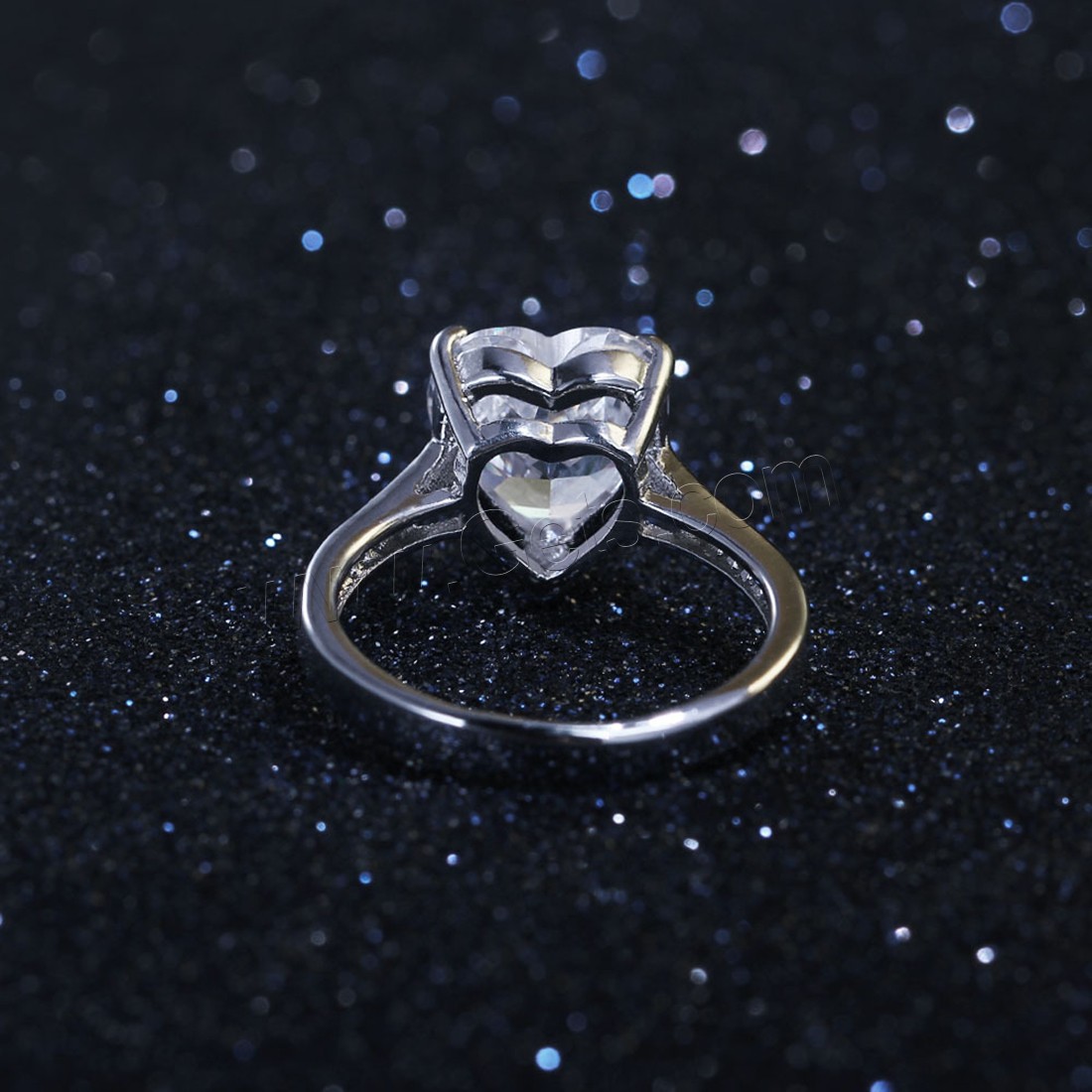 Цирконий Микро вымощает стерлингового серебра палец кольцо, Серебро 925 пробы, Сердце, разный размер для выбора & инкрустированное микро кубического циркония & Женский, 10mm, продается PC