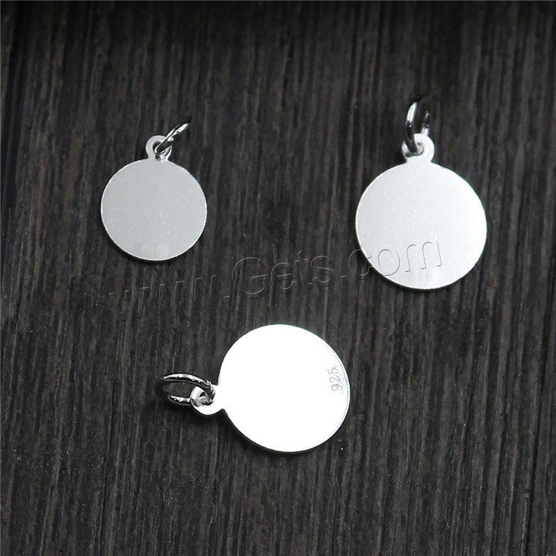 Sterling Silver Pendants, 925 Sterling Silver, Flat Round, different size for choice, Hole:Approx 3-5mm, Sold By PC