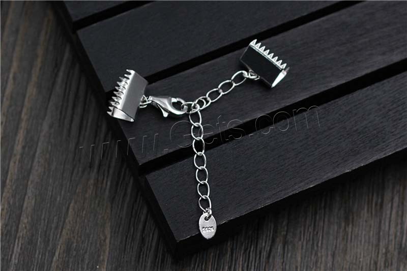Sterling Silver Lobster Claw Cord Clasp, 925 Sterling Silver, with cord tip & different size for choice, Sold By Set