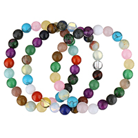 Multi-pierres précieuses bracelet, unisexe, plus de couleurs à choisir, 8mm Environ 7.5 pouce, Vendu par brin