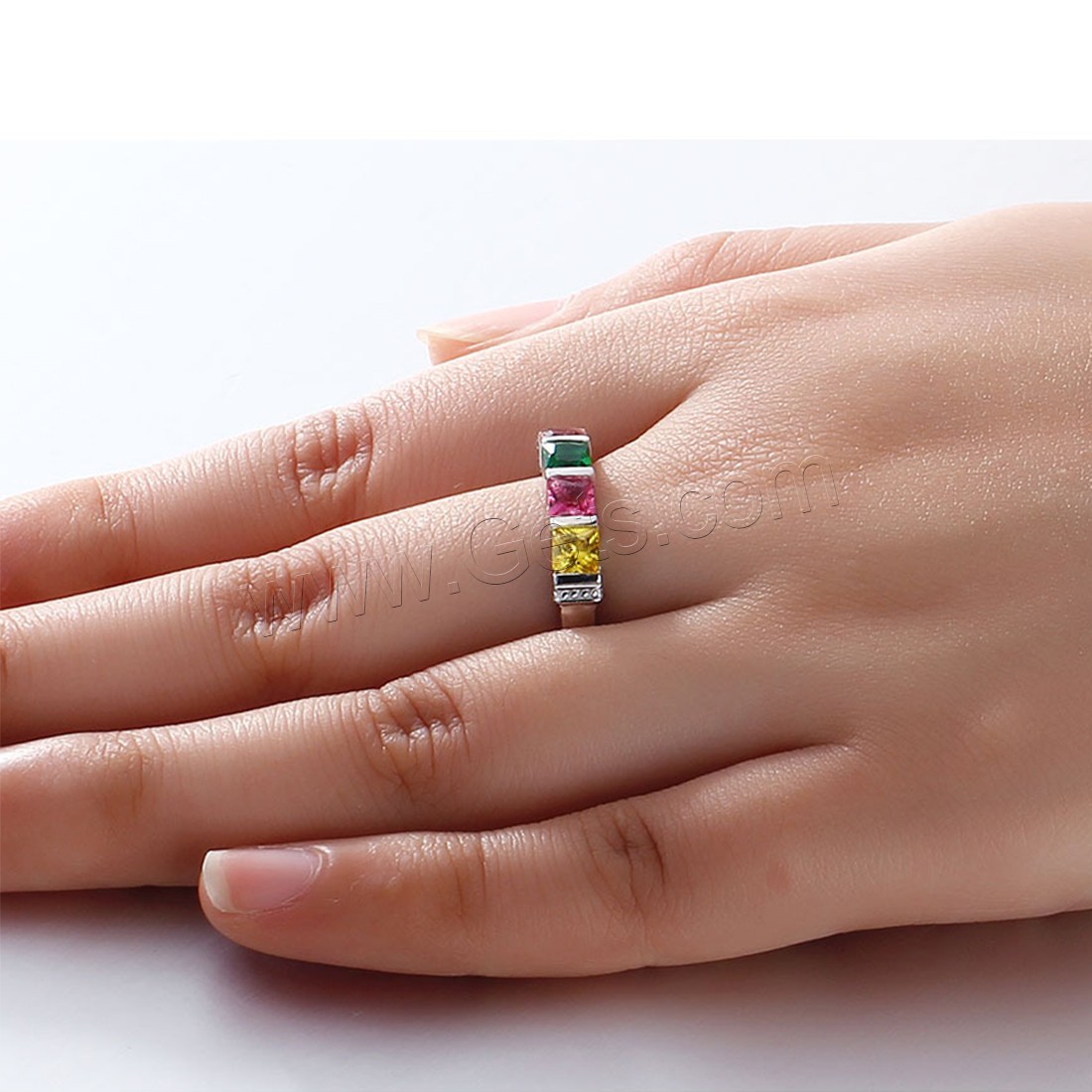 Цирконий Микро вымощает стерлингового серебра палец кольцо, Серебро 925 пробы, разный размер для выбора & инкрустированное микро кубического циркония & Женский, 4mm, продается PC
