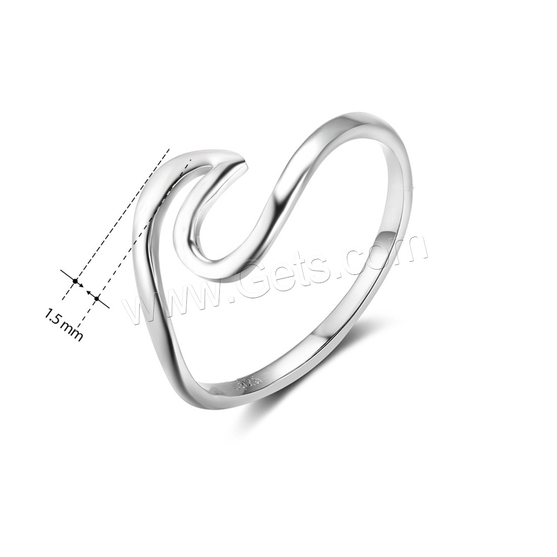 Sterling Silver Finger Ring, 925 Sterling Silver, different size for choice & for woman, 1.5mm, Sold By PC