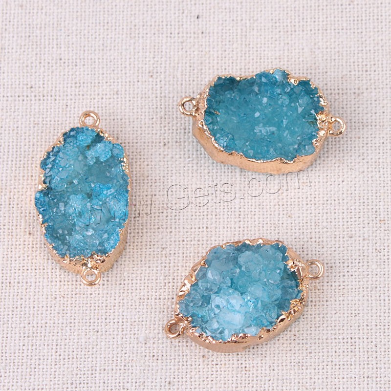 Ice Quartz Agate Connector, with Brass, druzy style & different size for choice & 1/1 loop, mixed colors, Hole:Approx 2mm, 5PCs/Bag, Sold By Bag