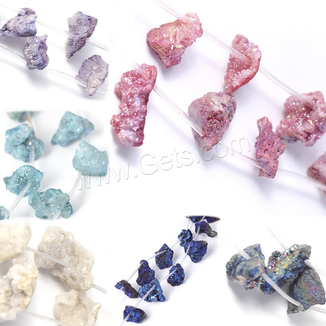 Ice Quartz Agate Pendant, druzy style & different size for choice, more colors for choice, Hole:Approx 1mm, 5PCs/Bag, Sold By Bag