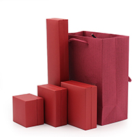 Velvet Jewelry Set Box, Paper, with Flocking Fabric & Nylon Cord & PVC Plastic 