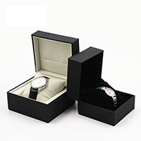 Leather Watch Box, PU Leather, with PP Cotton & Velveteen 