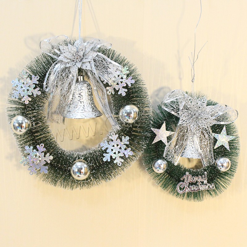 Christmas Wreath, Plastic, with Lace, Christmas jewelry & different size for choice, Sold By PC