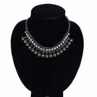 Rhinestone Zinc Alloy Necklace, plumbum black color plated, for woman & with rhinestone, lead & cadmium free, 30mm Approx 16.5 Inch 