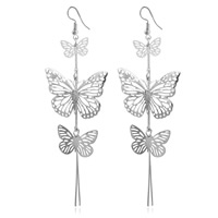Iron Drop Earring, iron earring hook, Butterfly, plated, for woman lead & cadmium free 