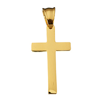 Colgantes de Cruces de acero inoxidable, chapado en color dorado, 18x32x7mm, agujero:aproximado 5.5x7mm, Vendido por UD