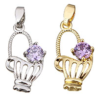 Cubic Zirconia Brass Pendants, Basket, plated, with cubic zirconia Approx 