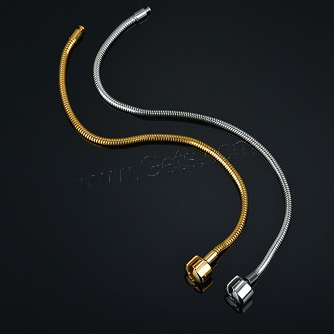 Bracelets European acier inoxydable, Acier titane, Placage, longueur différente pour le choix & chaîne serpent & pour femme, plus de couleurs à choisir, 3mm, Vendu par brin