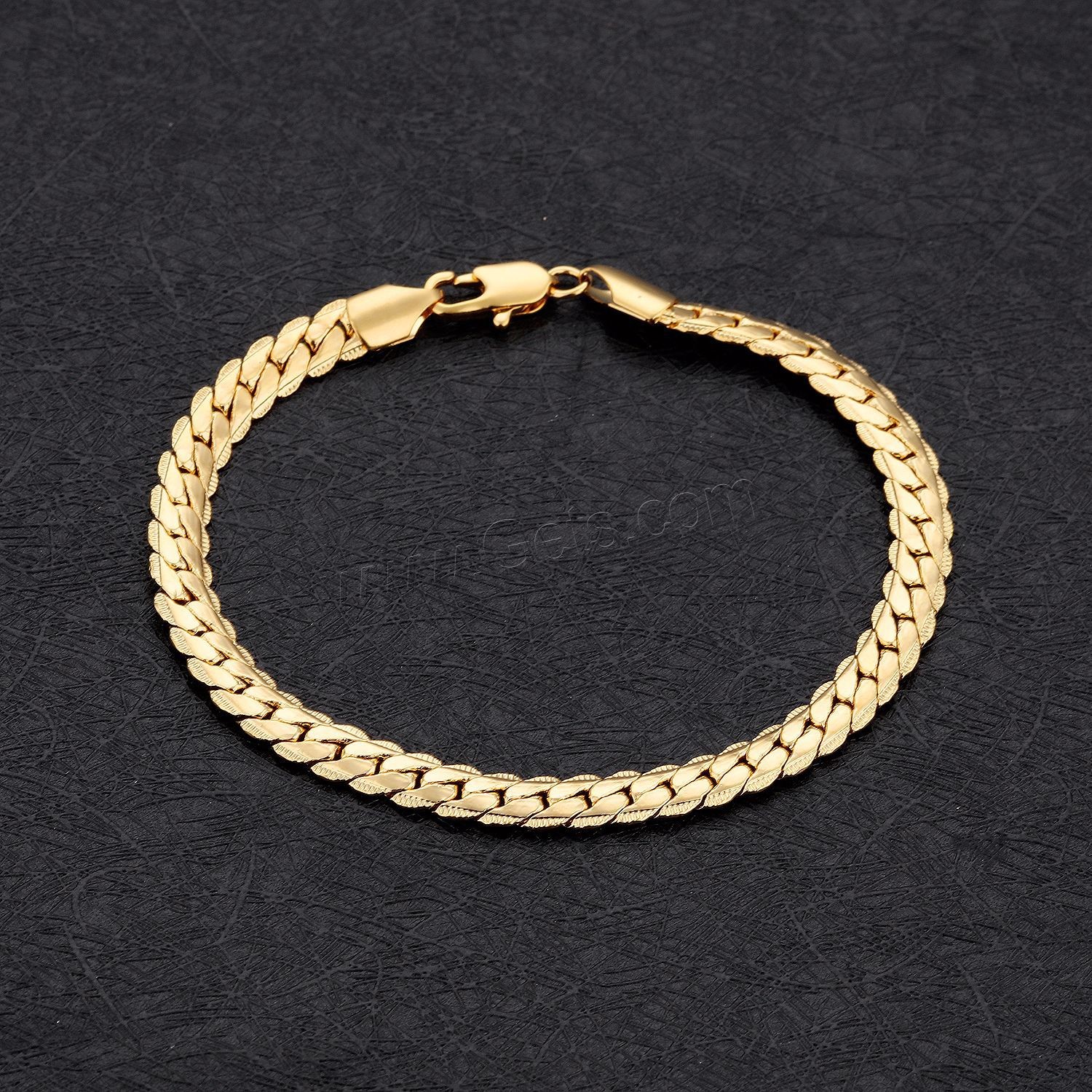 Men Bracelet, Brass, 18K gold plated, different size for choice & twist oval chain & for man, Sold By Strand