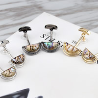 Zinc Alloy Drop Earring, with plastic earnut & Abalone Shell, stainless steel post pin, plated, for woman lead & cadmium free 