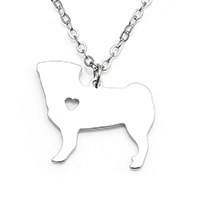 Stainless Steel Jewelry Necklace, with 1.9lnch extender chain, Dog, oval chain & for woman, original color Approx 17.7 Inch 