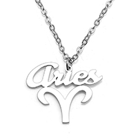 Stainless Steel Jewelry Necklace, with 1.9lnch extender chain, Aries, Zodiac symbols jewelry & oval chain & for woman, original color Approx 17.7 Inch 