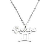 Stainless Steel Jewelry Necklace, with 1.9lnch extender chain, Gemini, Zodiac symbols jewelry & oval chain & for woman, original color Approx 17.7 Inch 